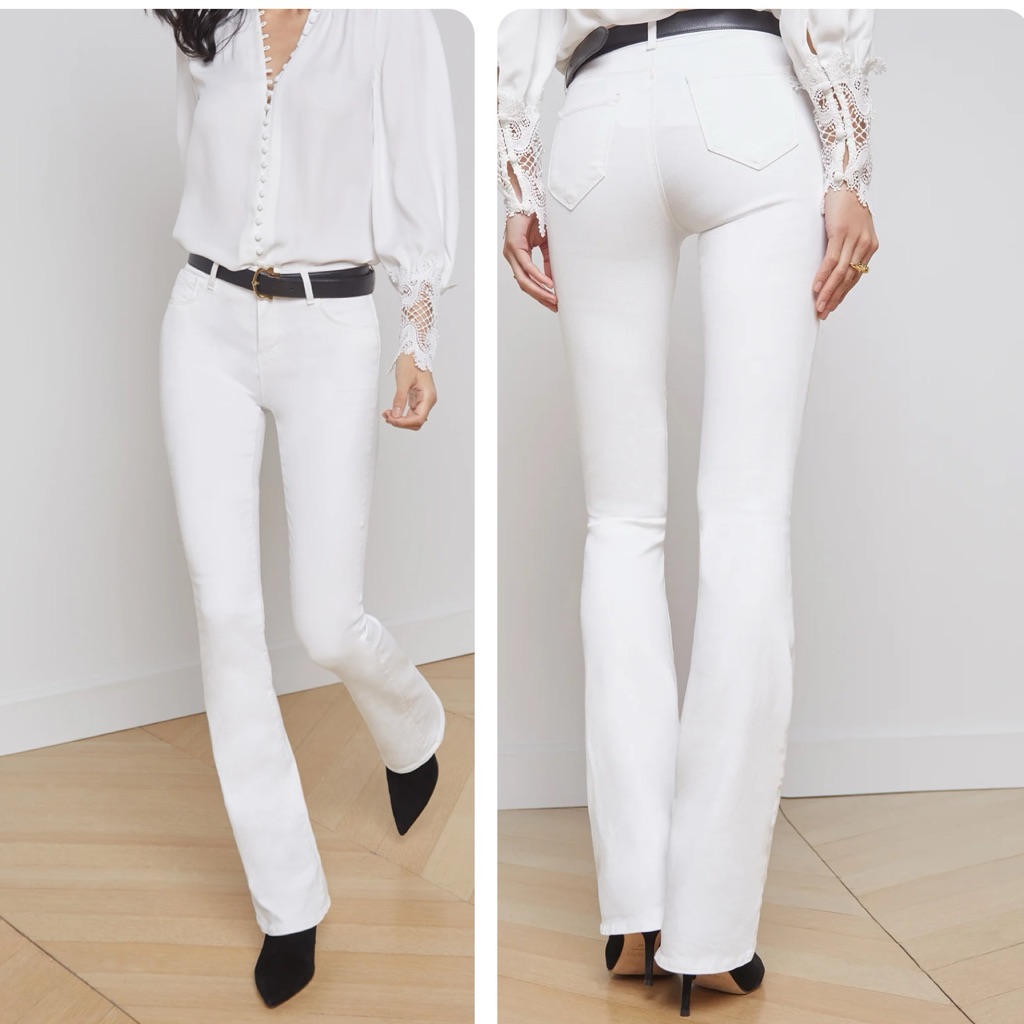 Helmut Lang Straight Boot Cut Mid Rise Jean White 24